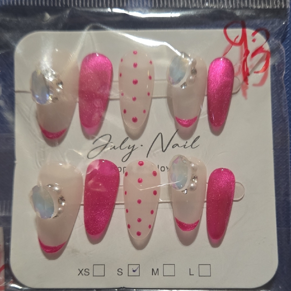 5 Sets Assorted Nail Art Sets with Rhinestones and Designs, Size Small, Long - Picture 3 of 6